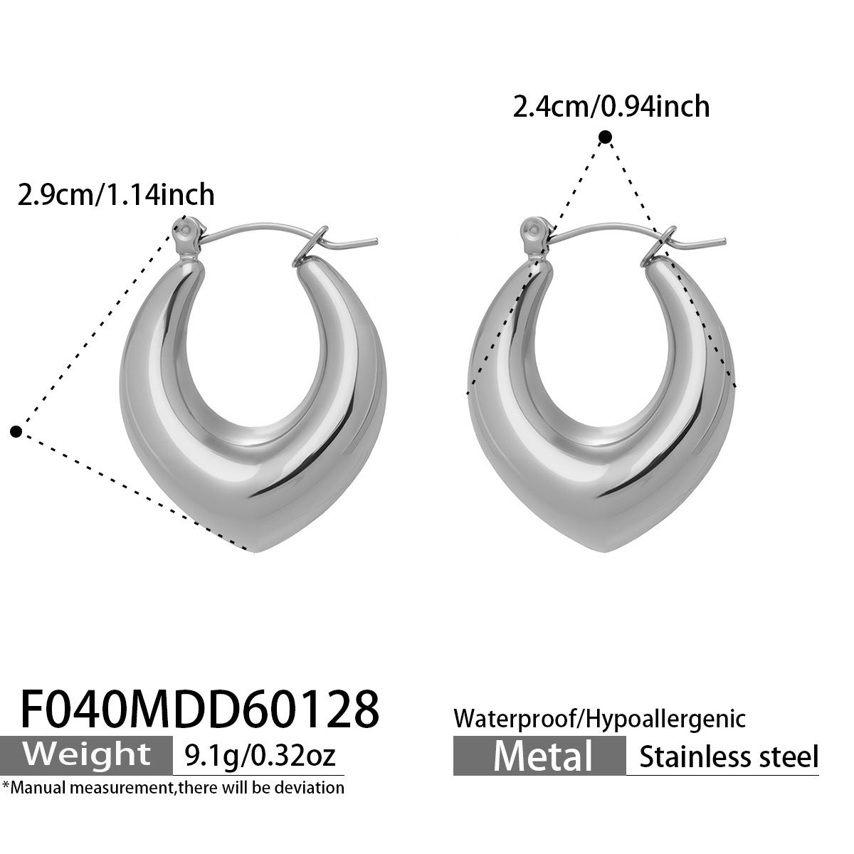 B廠【F040】法式marka時尚小眾設計U型耳環不鏽鋼鍍18k真金跨境氣質百搭耳飾
 26.02-1