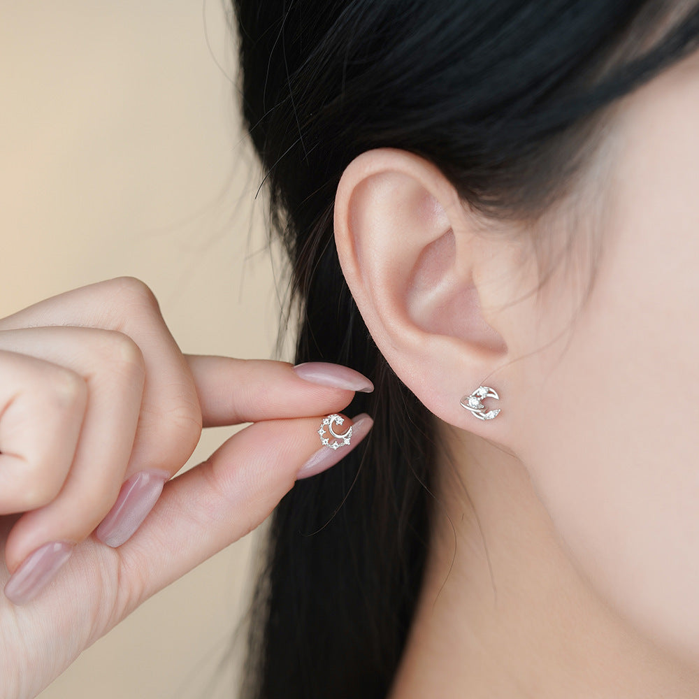 D廠【YC4869E】足銀S999月亮星球耳環夢幻自然ins氣質韓風少女心耳環跨境
 25.11-3