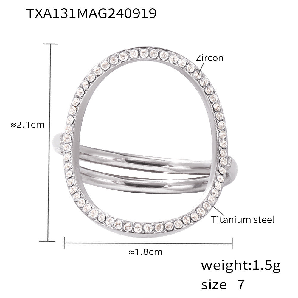 B廠【TXP131】法式marka小眾圓環鋯石鈦鋼戒指輕奢手鍊氣質項鍊18k鍍金精緻套裝 24.09-4