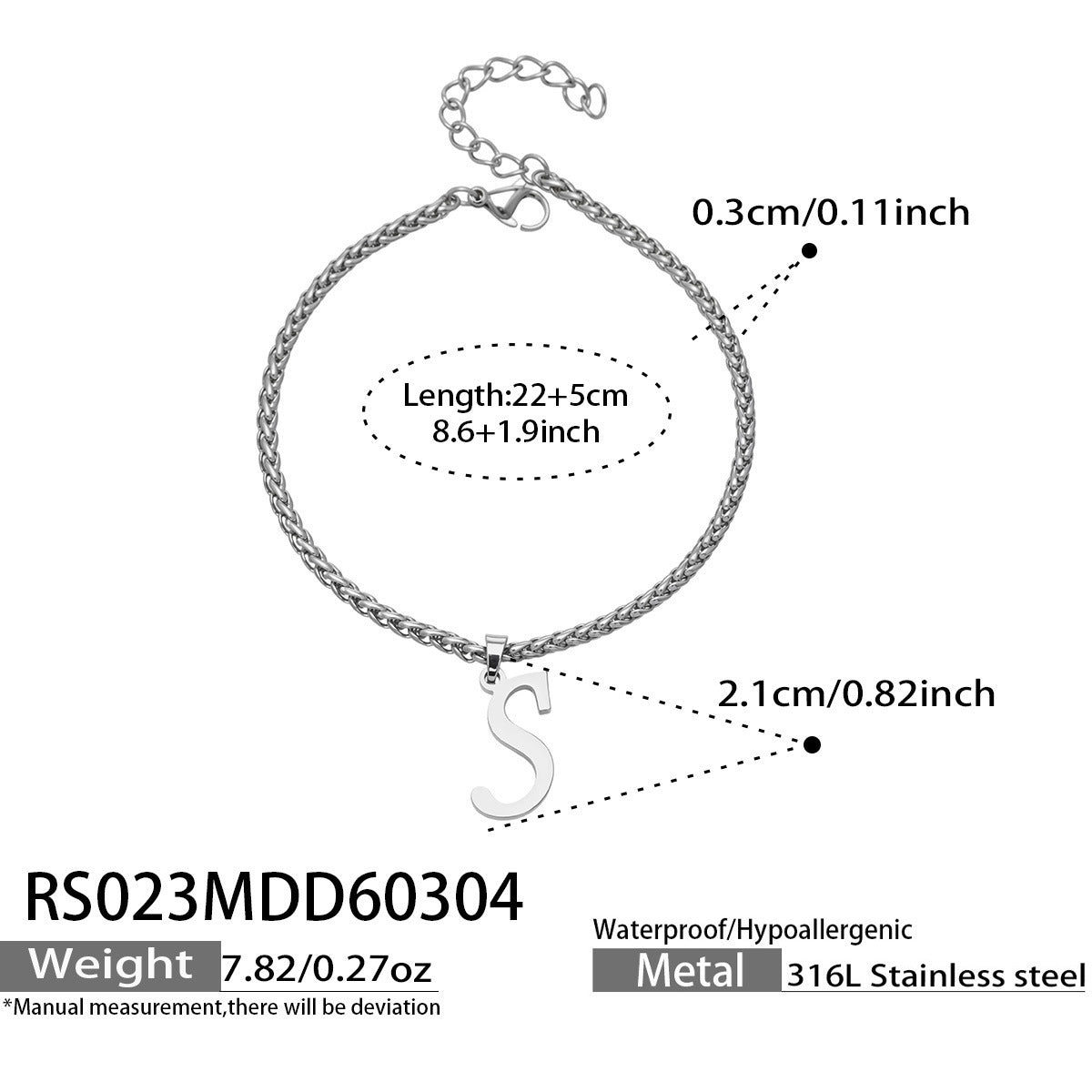B廠【RS023】ins小眾時尚設計新款26字吊墜腳鍊不銹鋼材質歐美個性簡約腳飾
 26.03-2