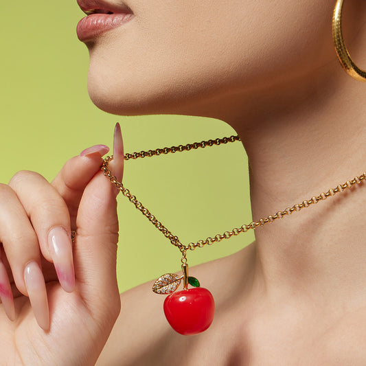 B廠【P699】不鏽鋼5A鋯石樹脂櫻桃吊墜跨境小眾氣質首飾鍍18k真金百搭氛圍感
 25.12-4