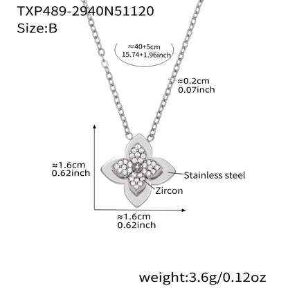 B廠【TXP489】熱銷新品重十字夾珠鬱金香花朵鑲鋯石滿鑽鎖骨項鍊戒指套裝
 25.11-4