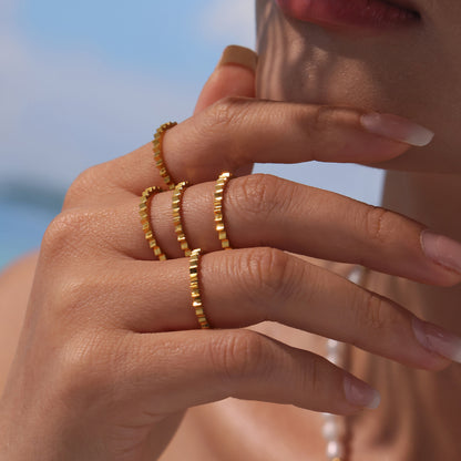 B廠【A994】ins小眾設計齒輪造型設計可疊戴搭配戒指女款不鏽鋼鍍18K金 25.04-4