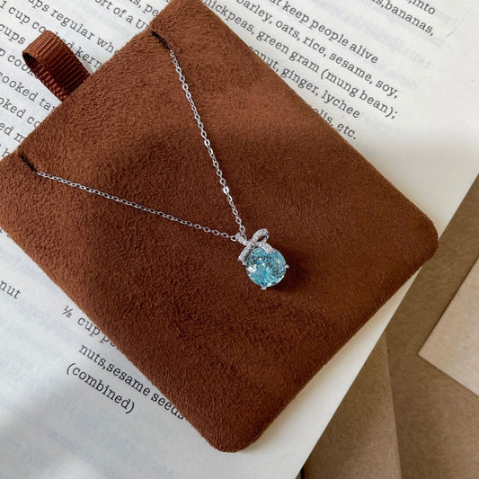 E廠【XDQ0130N】S925純銀輕奢小眾蝴蝶結藍鑽項鍊女高級感精緻超閃鋯石鎖骨鏈
 26.04-3