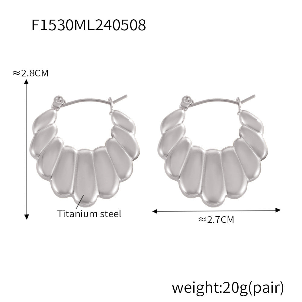 B廠【F1529-30】法式跨境復古C型麻花牛角包網紅同款耳飾時尚設計感鈦鋼氣質耳飾 24.05-3