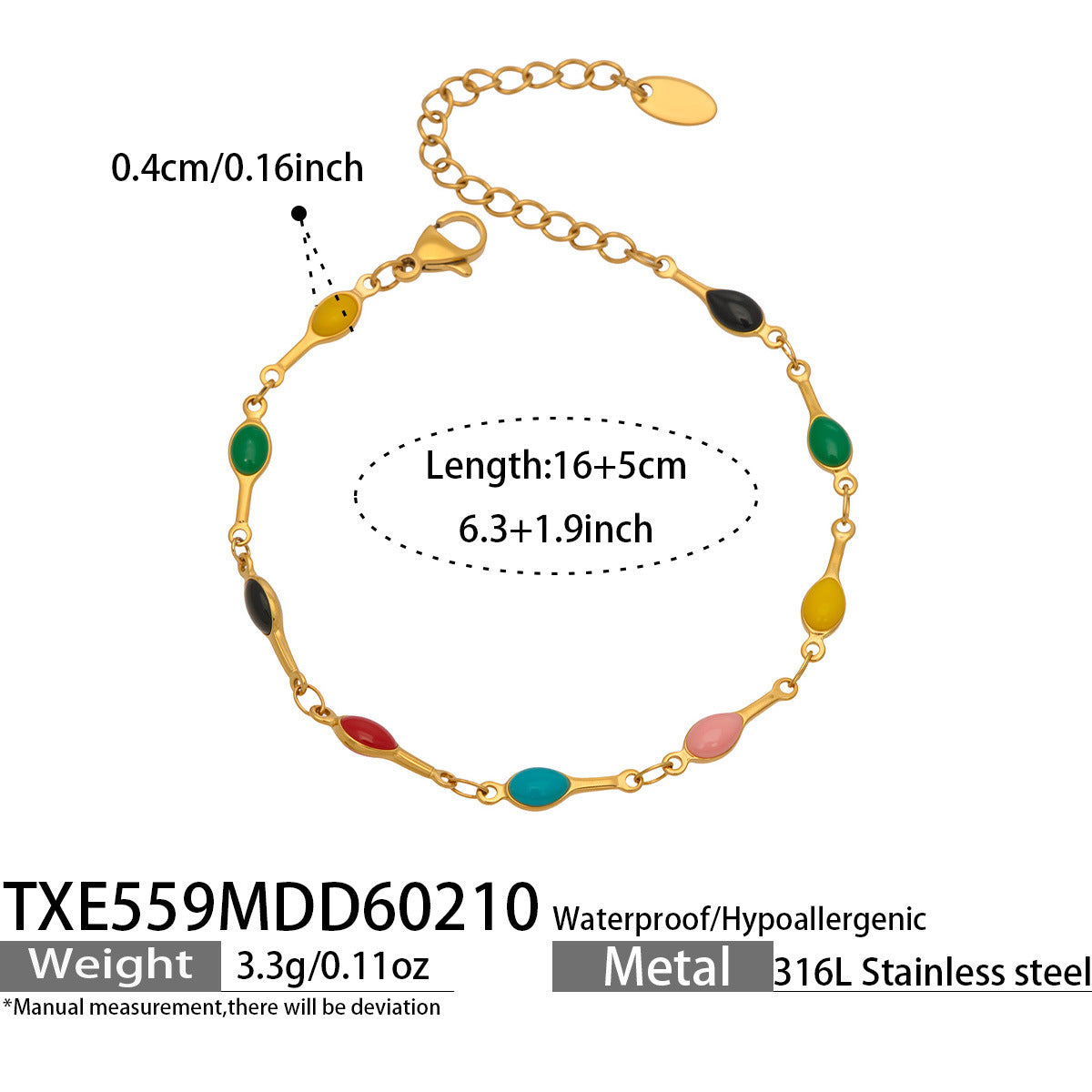 B廠【TXP559】歐美風時尚多巴胺撞色鎖骨項鍊手鍊不鏽鋼滴油材質簡約個性設計感
 26.03-2