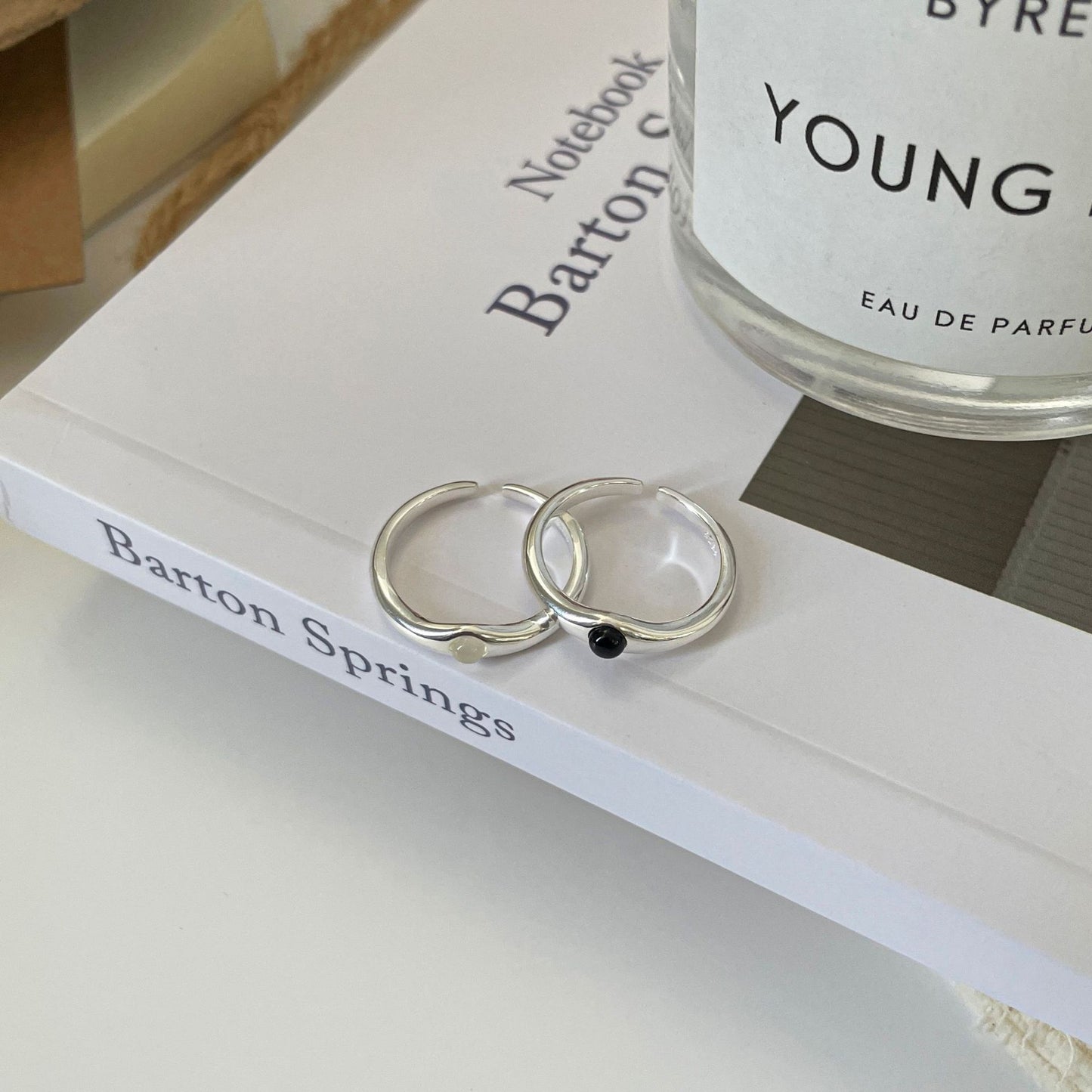 E廠【DQ8169R】S925純銀韓版ins黑瑪瑙戒指女冷淡風高級感瑪瑙疊戴開口指環
 25.10-3