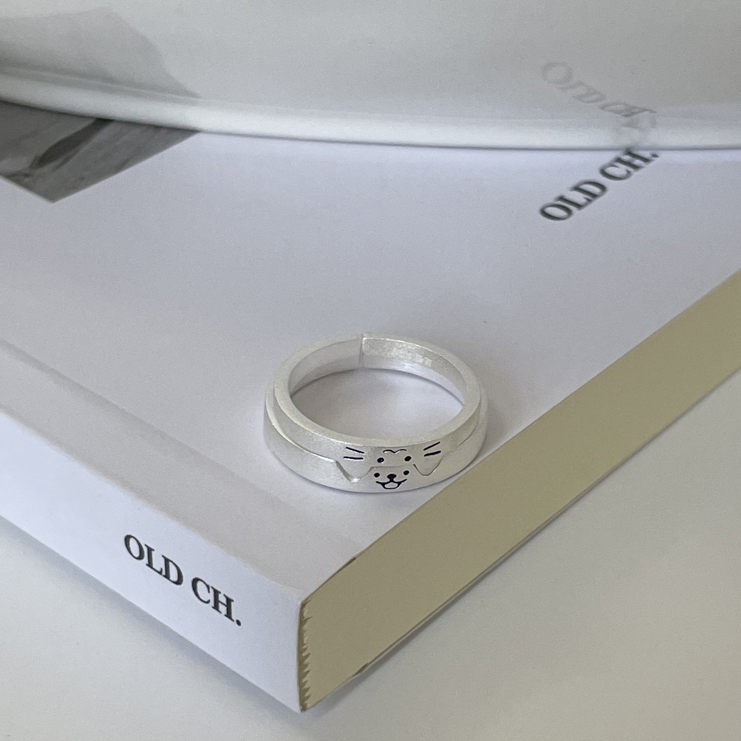 E廠【DQ8419R】S999純銀可愛小貓小狗情侶對戒男女個性疊戴戒指創意設計指環
 25.10-3