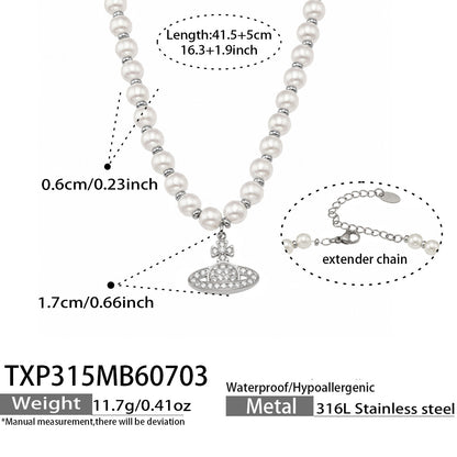 B廠【TXP315】歐美新款時尚流行鈦鋼鑲滿鋯石星球吊墜手鍊耳環戒指項鍊首飾組合 26.07-2