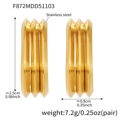 B廠【F753】ins風小眾設計三層愛心耳環不鏽鋼18k鍍金耳環不掉色耳飾
 25.11-1