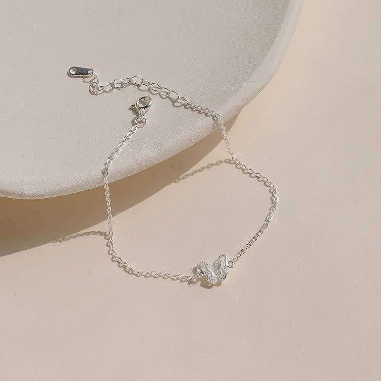 E廠【XDQ0177S】小眾設計感S999純銀雙層蝴蝶手鍊女簡約森系高級感手飾品
 26.04-3