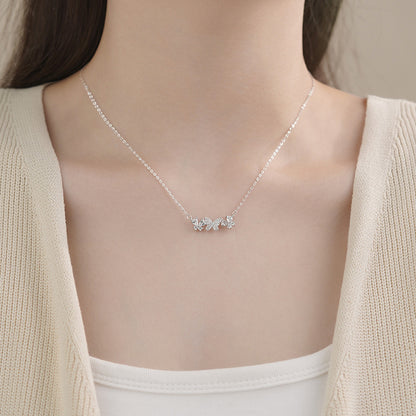 D廠【YC0333N】S999足銀三隻蝴蝶項鍊百搭簡約爆閃新款甜美溫柔鎖骨鏈 25.03-4