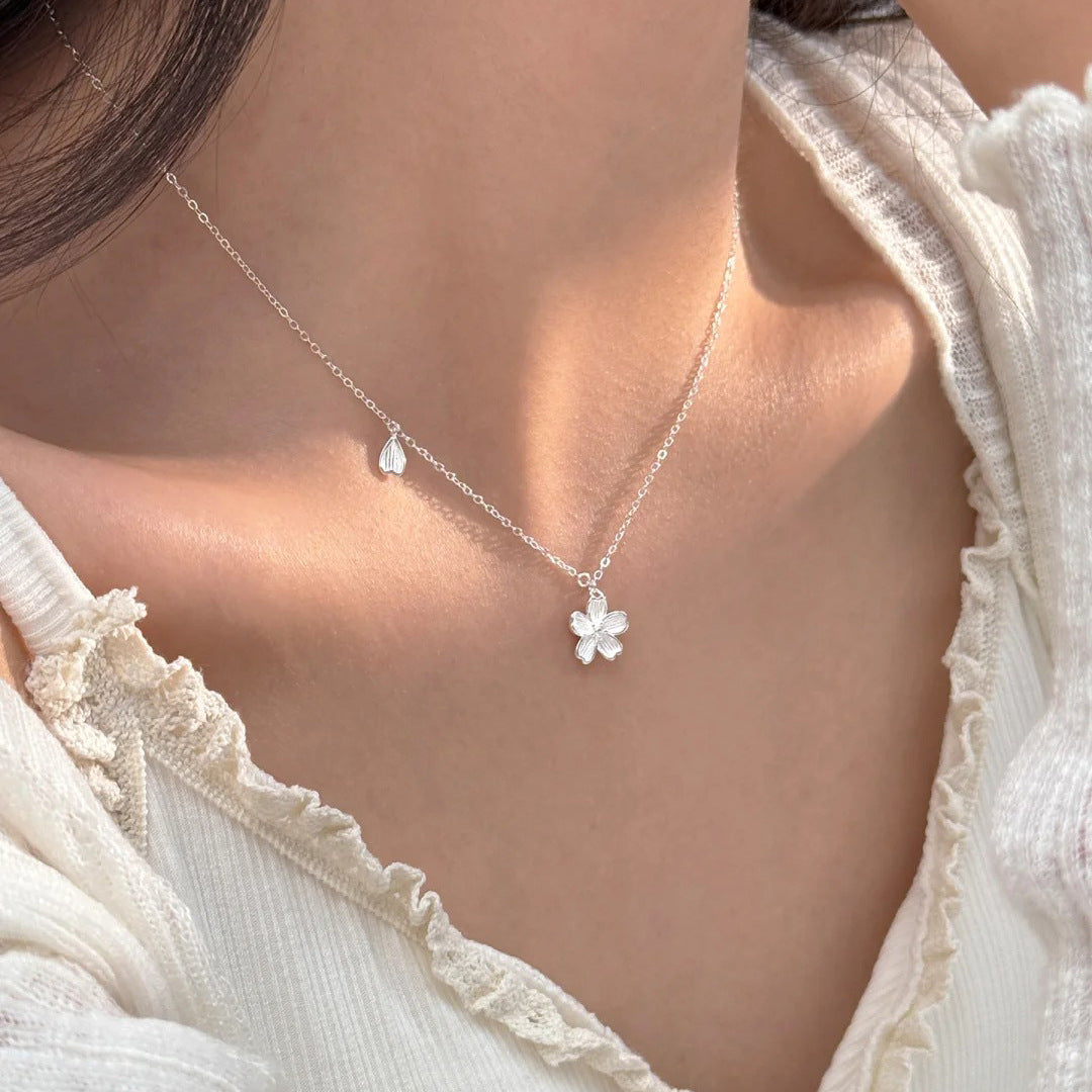 E廠【XDQ0898N】S999純銀韓系ins櫻花項鍊女輕奢高級感花朵時尚百搭鎖骨鏈潮
 25.11-4