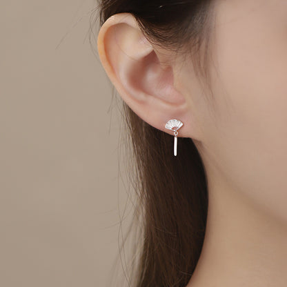 D廠【YC9206E】S999足銀扇子耳環女新中式國風小巧扇形耳環簡約設計耳環 25.03-4