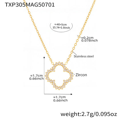B廠【TXP305】歐美飾品5A鋯石超閃小花項鍊手鍊手鍊套組不鏽鋼鍍18k金不掉色 25.07-2