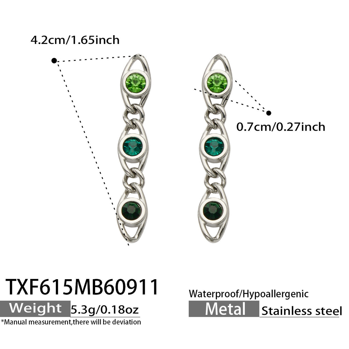 B廠【TXP615】歐美流行多巴胺高級感彩色鋯石不銹鋼手鍊項鍊不掉色時尚女鎖骨鏈
 26.09-3