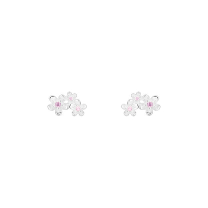 E廠【XDQ10060E】S999純銀小清新簡約花朵耳環女韓系精緻鑲鋯石U型螺絲耳飾潮 26.07-3