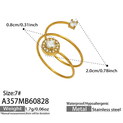 B廠【A357】跨國專供圓球花鑲鋯石指環不鏽鋼鍍18k金簡約輕奢飾品戒指
 26.09-1