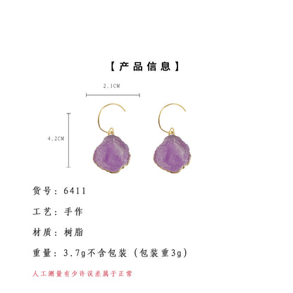 A廠【6411】優雅在薰衣草紫幾何立體甜美耳環氣質不規則新款耳環飾品 25.07-2