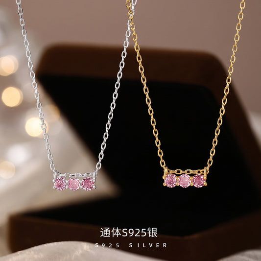 D廠【HE_60004N】純銀S925一字帕帕拉恰幾何項鍊小眾溫柔輕奢款精緻時尚鎖骨鏈
 26.09-2