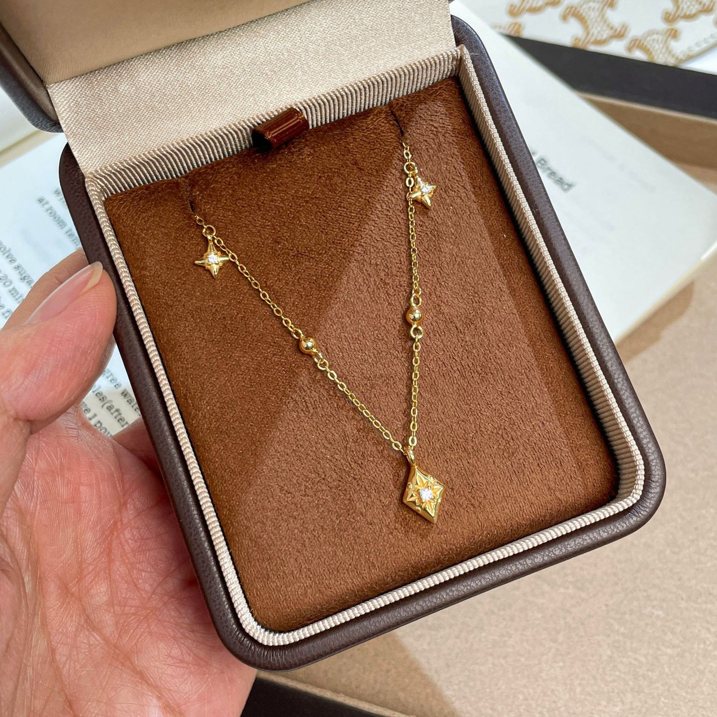 F廠【DQ1248N】S925純銀閃鑽八芒星項鍊女中古風高級感星星吊墜氣質鎖骨鏈潮
 25.10-1