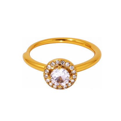 B廠【XA011】不鏽鋼側開口5A鋯石閃鑽戒指PVD電鍍食指戒輕奢感珠寶配件 25.03-3