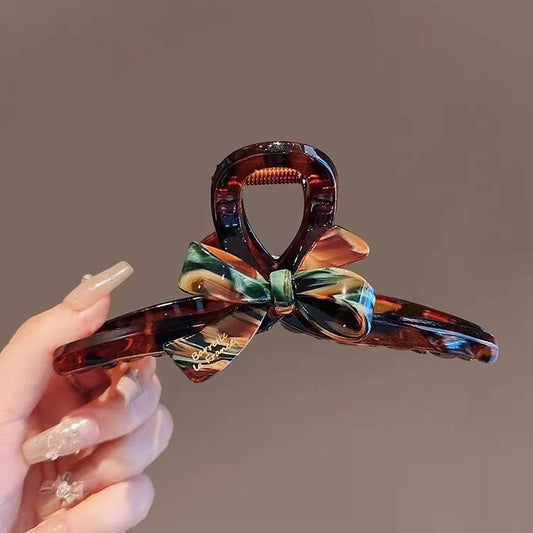 C廠【X19】高級感法式油畫蝴蝶結抓夾大號髮量大氣新款後腦勺盤髮鯊魚夾女
 26.03-3