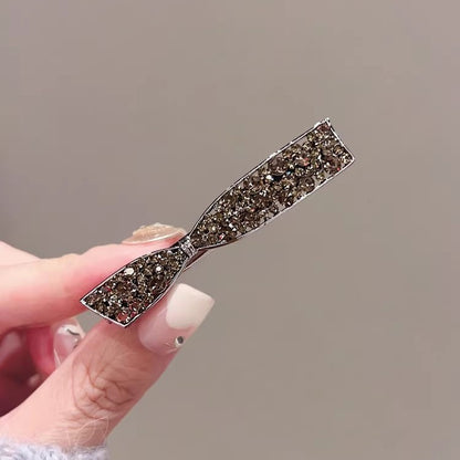 C廠【X4】黑色水鑽瀏海側邊髮夾金屬水鑽夾子頭飾精緻鴨嘴夾髮卡蝴蝶結邊夾
 26.03-2