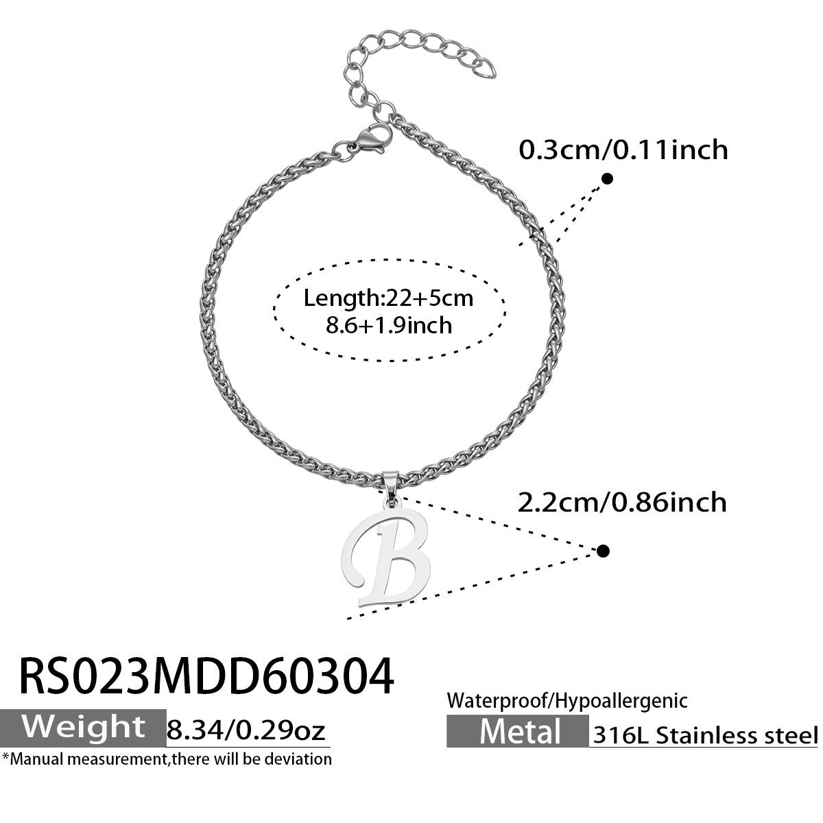 B廠【RS023】ins小眾時尚設計新款26字吊墜腳鍊不銹鋼材質歐美個性簡約腳飾
 26.03-2