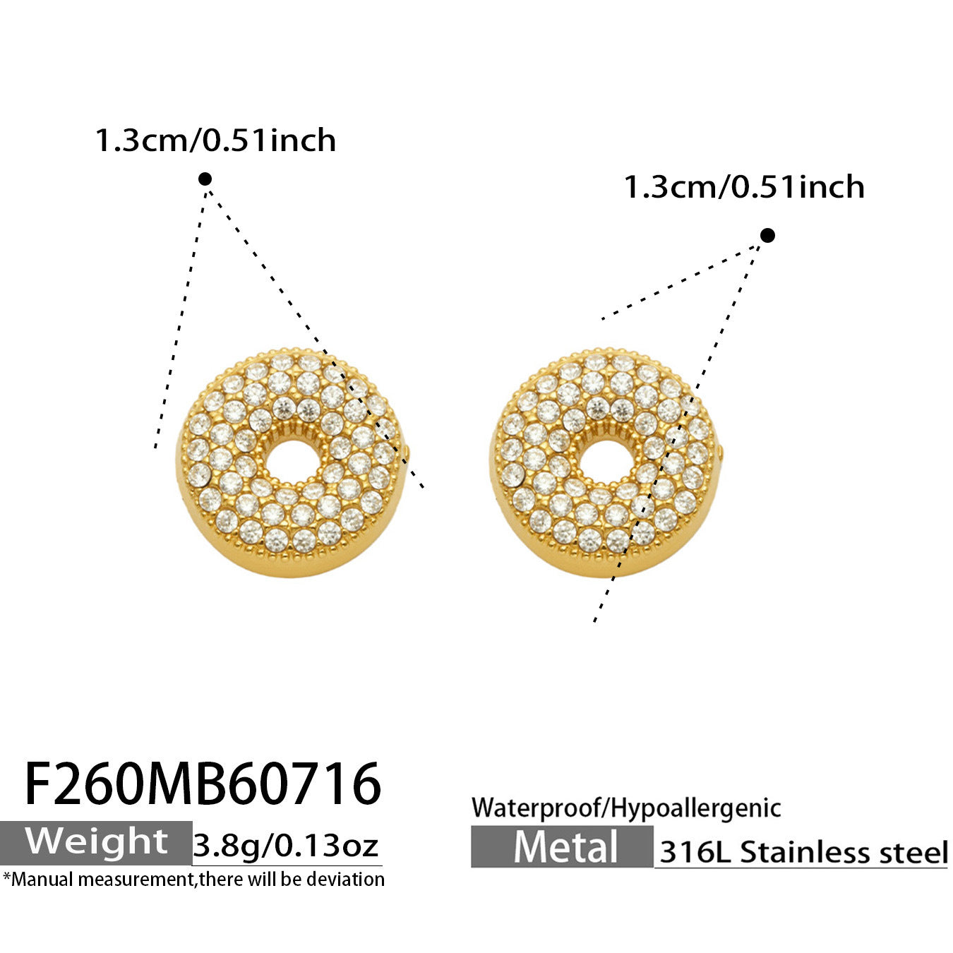 B廠【F260】新款熱銷鋯石26個英文字母不銹鋼鍍18k金 歐美輕奢女飾品耳環
 26.07-4