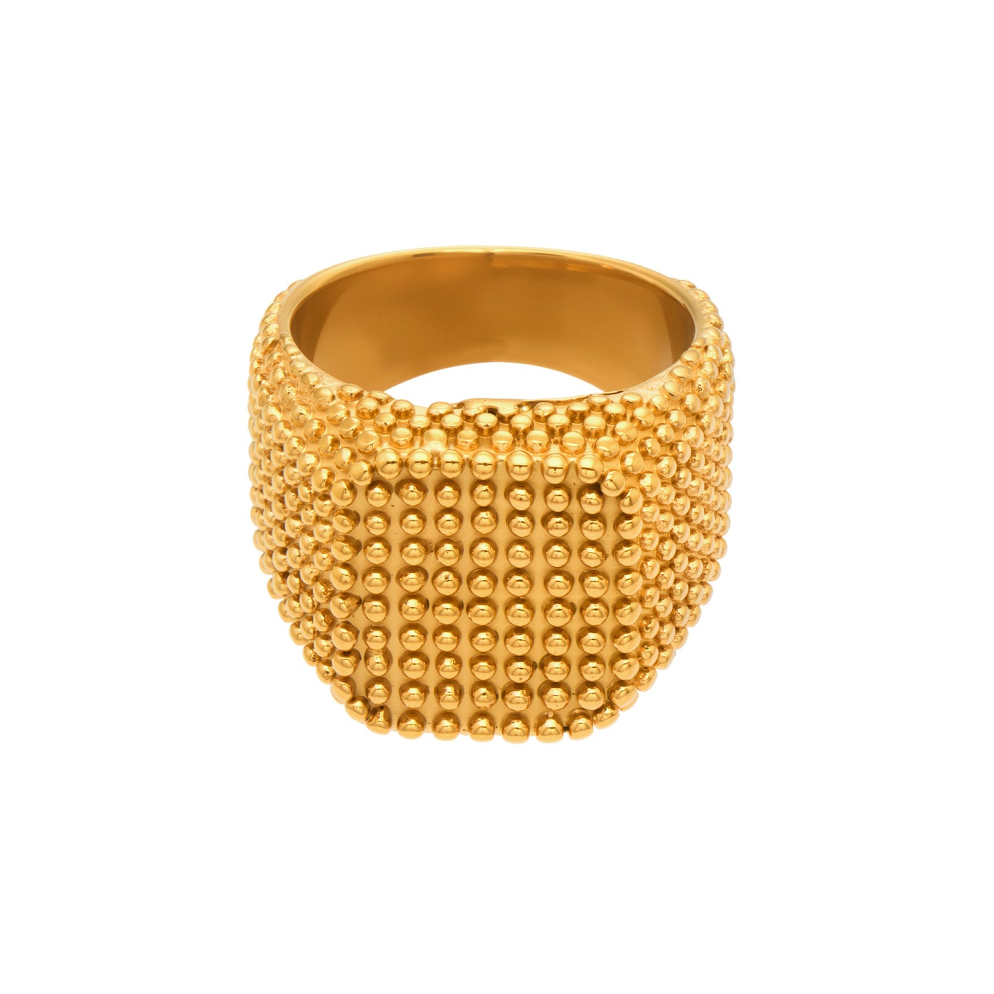 B廠【A125】歐美個性ins小眾寬版顆粒感指環金色方型戒指不鏽鋼材質鍍18k真金
 26.03-2