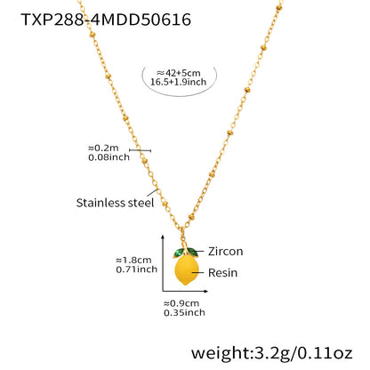 B廠【TXP288】歐美飾品不鏽鋼貝珠串珠項鍊小檸檬檸檬吊墜DIY多配件 25.06-3