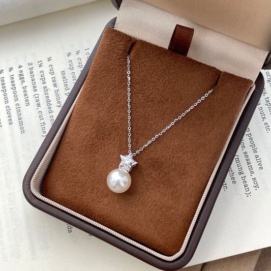 E廠【XDQ0791N】S925純銀輕奢小眾星星仿珍珠項鍊女溫柔氣質星形閃鋯鎖骨鏈潮
 26.04-4