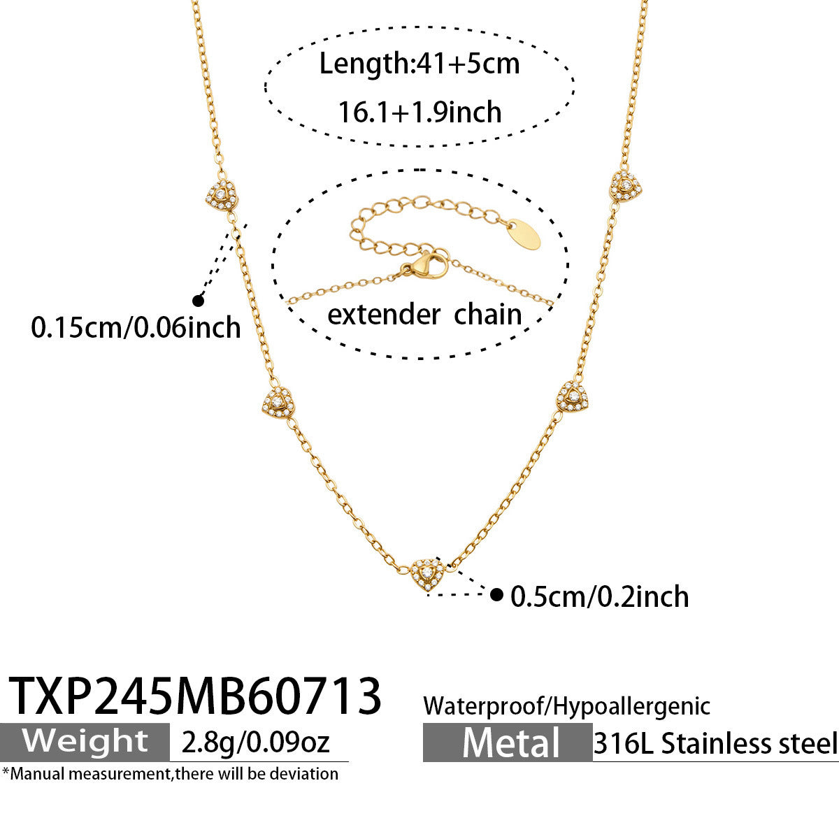 B廠【TXP245】歐美新款不銹鋼鍍18k金 多巴胺系列滿鋯石愛心吊墜項鍊手鍊女飾品
 26.07-4