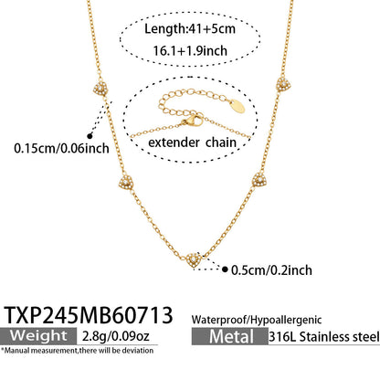 B廠【TXP245】歐美新款不銹鋼鍍18k金 多巴胺系列滿鋯石愛心吊墜項鍊手鍊女飾品
 26.07-4