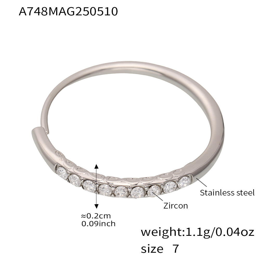 B廠【A748】全新超閃5A鋯石側開口可調尺寸戒指不鏽鋼鍍18k真金指環 25.05-3