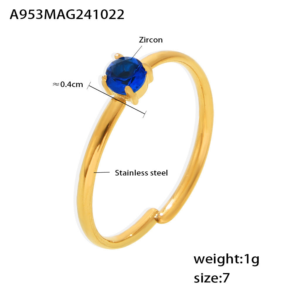 B廠【A953】飾品INS風單爪鋯石戒指PVD電鍍不鏽鋼開口調整輕奢感食指戒 24.11-2