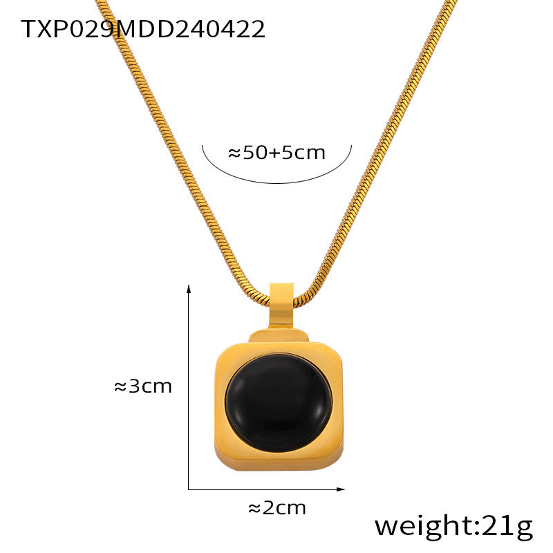 B廠【TXP029】法式極簡約INS部落客同款冷淡風鈦鋼吊墜項鍊小眾百搭水滴耳環套裝 24.04-4