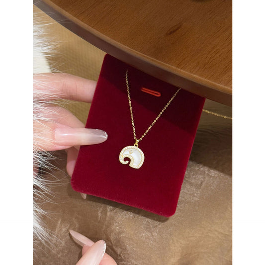 E廠【XDQ0305N】輕奢小眾吉祥小象項鍊女S925純銀時尚設計吉象貝殼鎖骨鏈
 25.12-2