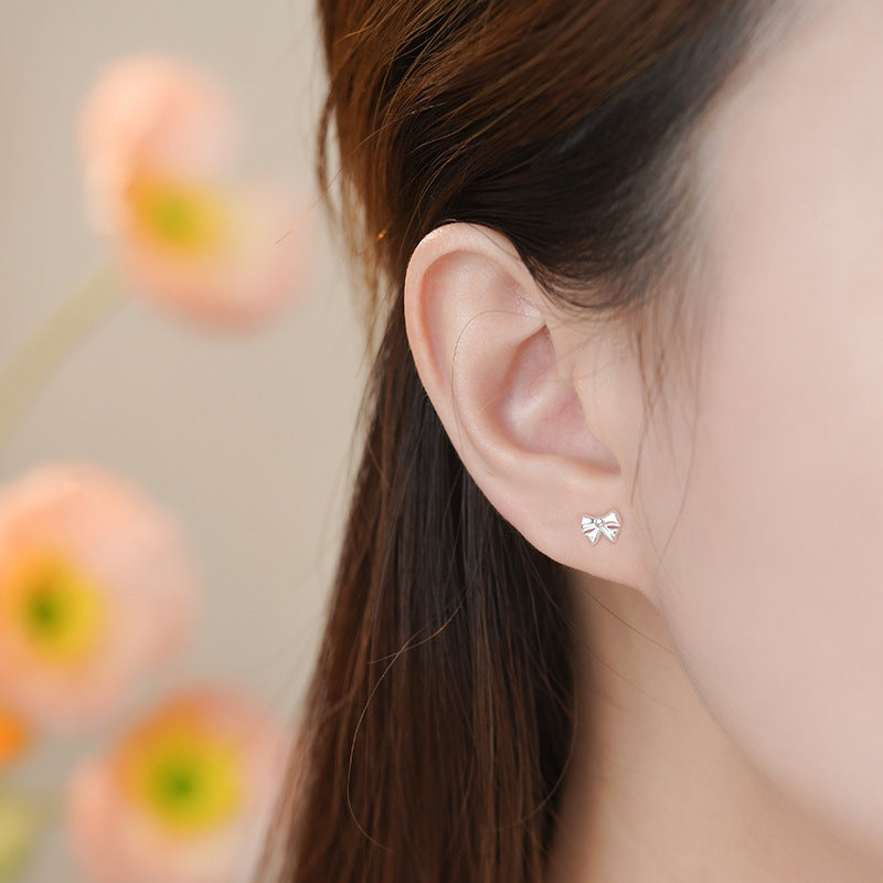 E廠【YC6717E】足銀S999清新蝴蝶結耳環女甜美氣質可愛公主精美文藝溫柔耳飾
 25.11-1