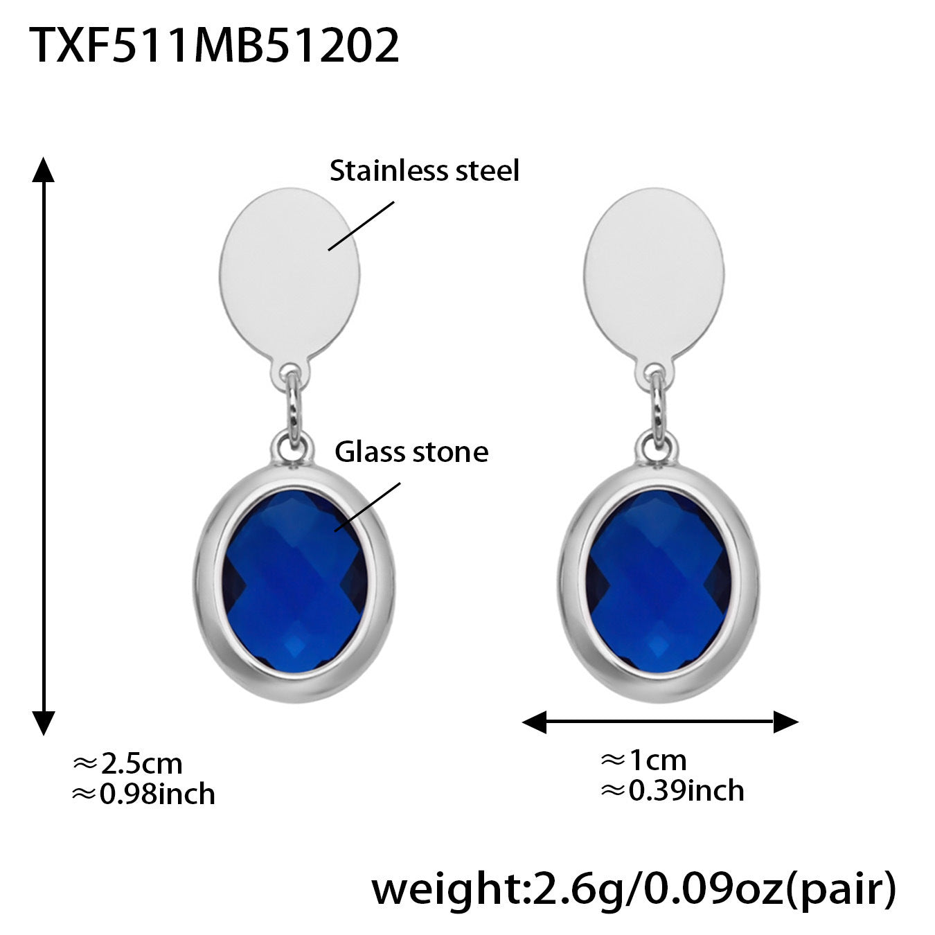 B廠【TXP511】不鏽鋼幾何橢圓切面玻璃石包邊項鍊手鍊耳環組鍍18k金跨國首飾
 25.12-2