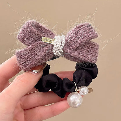 C廠【Y1072】秋冬毛線蝴蝶結針織髮圈女款高級感百搭頭繩扎丸子頭馬尾髮繩頭飾
 26.01-2