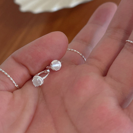 E廠【XDQ10652E】韓版簡約S925純銀仿貓眼石耳環女ins冷淡風耳環清冷感耳飾品
 26.01-1