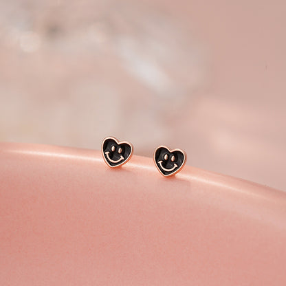 D廠【YC9611E】S999足銀愛心笑臉耳環清新甜美文藝風少女日常養耳洞耳飾 25.05-4