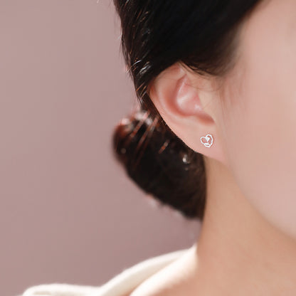 D廠【YC2447E】足銀S999愛心耳環韓風氣質甜美養耳洞溫柔精緻設計感小眾耳飾
 26.03-2