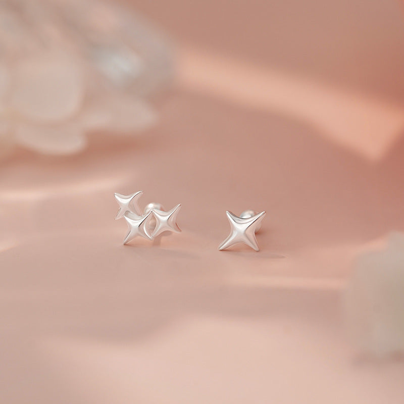 E廠【YC4935E】S999足銀輕奢四芒星耳環女小巧精緻甜美小眾設計感耳飾 25.05-4