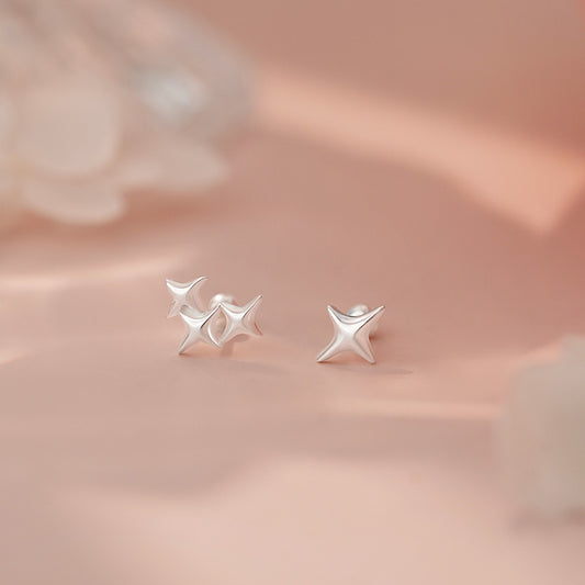 E廠【YC4935E】S999足銀輕奢四芒星耳環女小巧精緻甜美小眾設計感耳飾 25.05-4