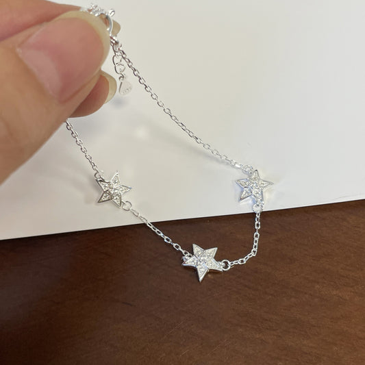 E廠【XDQ0015S】S925純銀小眾高級感星星鋯石手鍊ins風滿鑽五角星個性手飾品
 25.11-3
