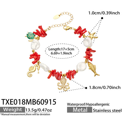 B廠【TXP018】 紅珊瑚滴油鋯石多配件手鍊項鍊套裝
 26.09-4