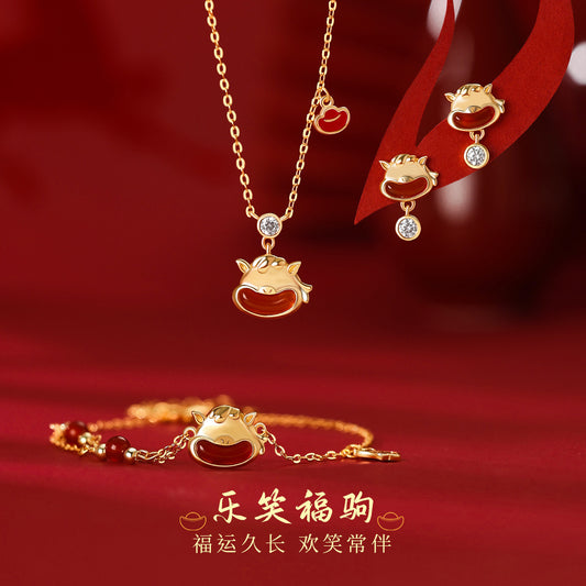 D廠【YC3432N】原創足銀S999萌馬元寶項鍊本命年手鍊生肖馬耳他耳環輕奢個性首飾
 25.11-4